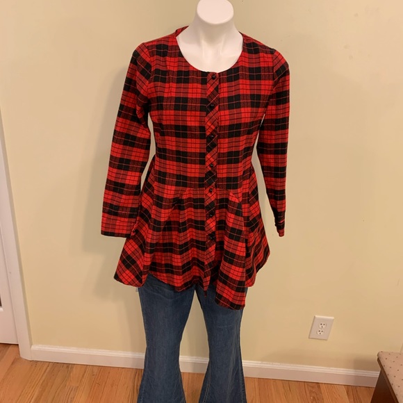 Allegra K Tops - ⭐️Red Plaid Button Down Shirt by Allegra K SZ Med.⭐️